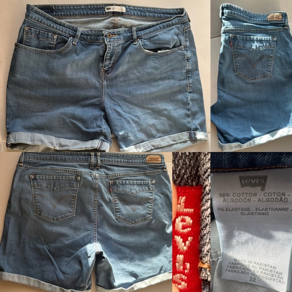 🩵✨ Levi's Women's Size 22 Light Wash Denim Bermuda Shorts Stretch Cotton Blend✨